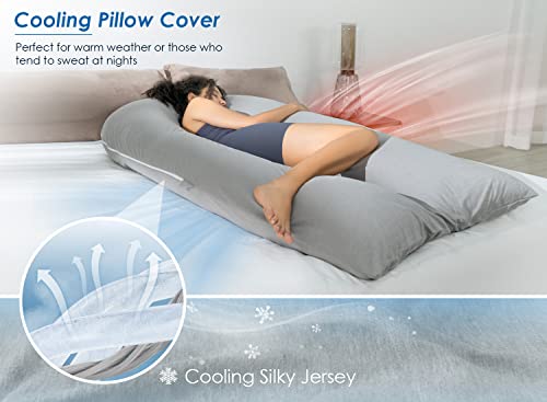 Grey Cooling QUEEN ROSE 65-Inch U Shaped Pregnancy & Body Pillow, Maternity Support
