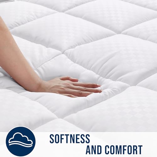 OLANLY White Full Mattress Pad with Pillow Top - Cooling, Deep Pocket Cover