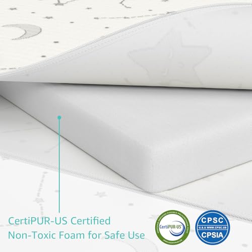 Breathable Waterproof Bamboo Pack and Play Mattress Pad with Strap - Reduces Odors, 38x26 Inches