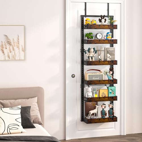 BUKFEN Black 6-Tier Over-the-Door Pantry Organizer with Adjustable Wooden Baskets