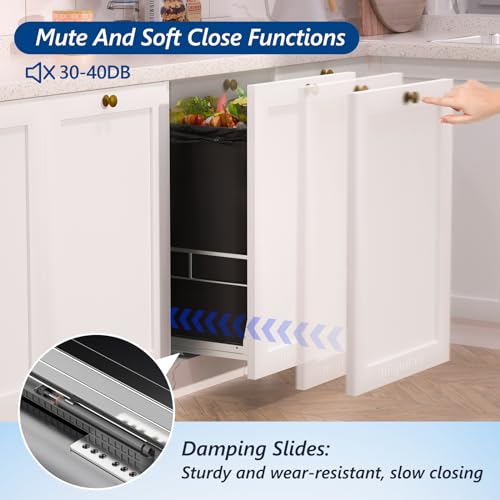 Insputer Silver Single Pull Out Trash Can Cabinet with Soft-Close Slides