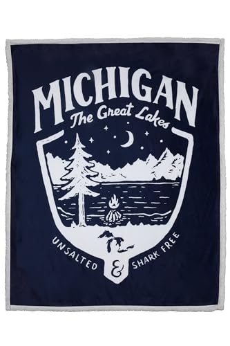 Michigan Shield Sherpa Blanket - Cozy 50x60 Throw for Home & Michigan Pride