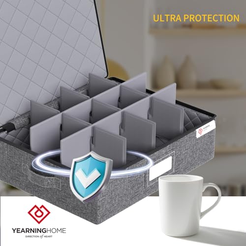 YearningHome 5 Pack Quilted China Storage Containers Hard Shell Dish Organizer Set