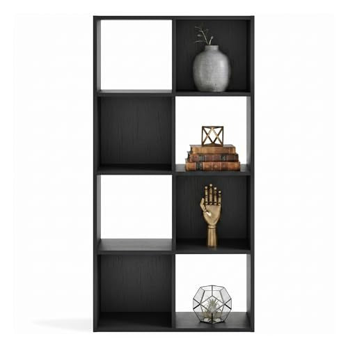 Signature Design by Ashley 8-Cube Storage Organizer - Black Bookcase, Model Langdrew, Vertical/Horizonal