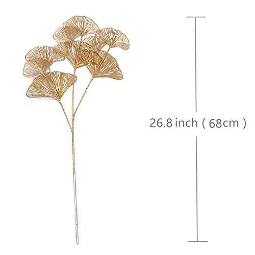 PASYOU Artificial Plants for Christmas Decor, Golden Plastic Grass Fake Shrubs Apricot Leaves Indoor Outdoor Home Garden Party Hotel Verandah Wedding Event Faux DIY Decoration - 26.8 Inch Gold 2 Pack
