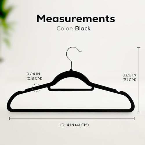Utopia Home Velvet Hangers 100 Pack with Tie Bar - Black, Slim, Non-Slip