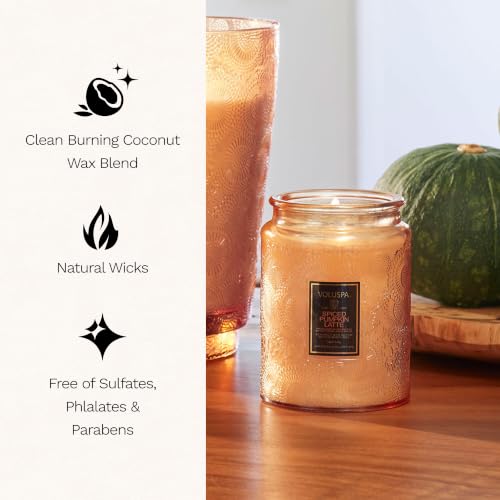 Voluspa Spiced Pumpkin Latte Large Scented Candle Jar 18 Oz - 100 Hr Burn