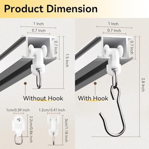 Ceiling Curtain Track Set 6-9ft White Room Divider Rail System - 3 Pieces