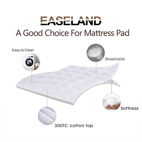 EASELAND King Size Cotton Mattress Topper Pillow Top White 78x80 Inch Deep Pocket