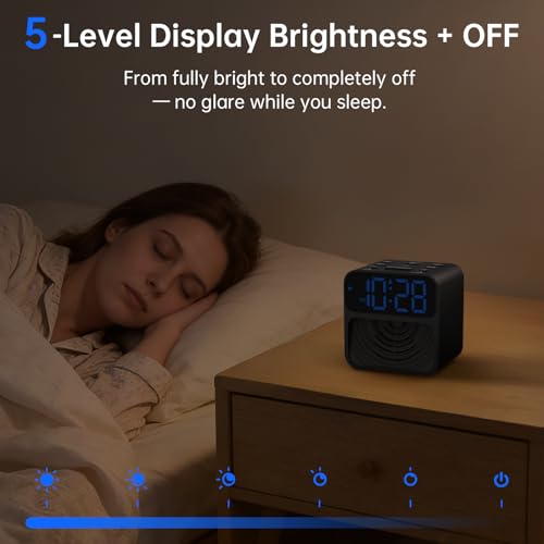 AuroraCalm Extra Loud Alarm Clock for Heavy Sleepers - Black, 115dB