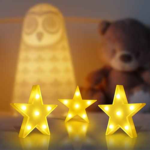 3 Pcs LED Stars Night Light Can Be Hung On The Wall Kids Room Room Light, Suitable for Birthday Party Holiday Decoration Baby Room Nursery Decoration (Stars)