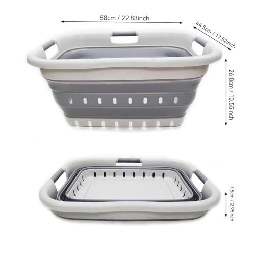 Set of 2 Collapsible Laundry Baskets - 41L Grey/Dark Grey Space Saving Hampers