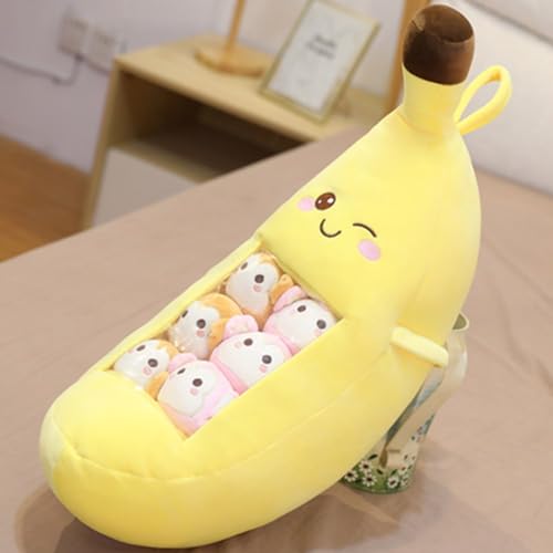 Banana Throw Pillow Fruit Stuffed Toys Banana Plush Pillow Removable Fluffy Creative Gifts for Kids,Kawaii Banana Plush toy Halloween Christmas Decorative Doll Toy Gift