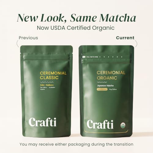 Crafti Organic Ceremonial Matcha Powder 75g - Authentic Japanese Green Tea
