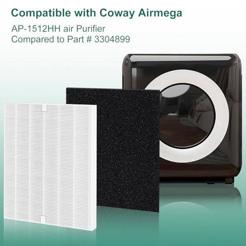 Replacement Air Purifier Filter Set for Coway Airmega AP-1512HH - 4 True + 4 Carbon Filters