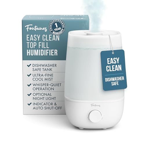 Top-Fill Ultrasonic Humidifier for Bedroom & Nursery - Quiet Mist with Nightlight