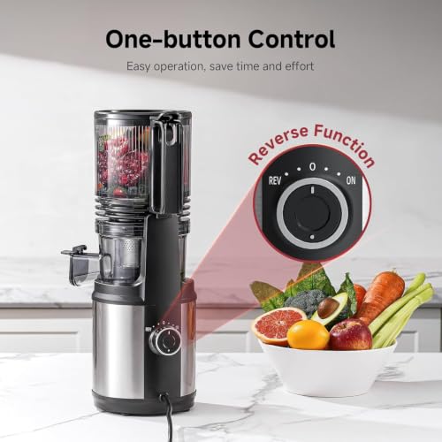 AMZCHEF Cold Press Juicer Machine with 6.5-Inch Wide Chute - Grey