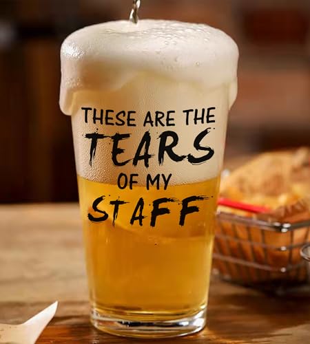CASUVEA Tears of My Staff Beer Glass - Funny Christmas Boss Gift, Office Humor