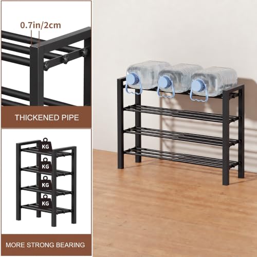 Black 4-Tier Heavy Duty Metal Expandable Shoe Rack for Closet & Doorway