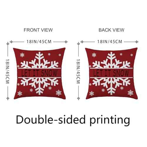Merry Christmas Red Throw Pillow Covers 18 x 18 Inch Set of 4 Christmas Joy Xmas Trees Winter Holiday Cushion Case for Sofa Couch Home Decor