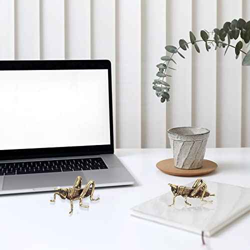 Copper Small Cricket Garden Figurine Statues, Solid Brass Lucky Cricket Rustic Fireplace Hearth Mantle Decor Home Study Desk Fun Children's Room Decoration (B)