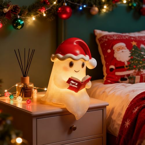 QETRABONE Christmas Ghost Reading Book Lamp - Christmas Ghost Figurine
