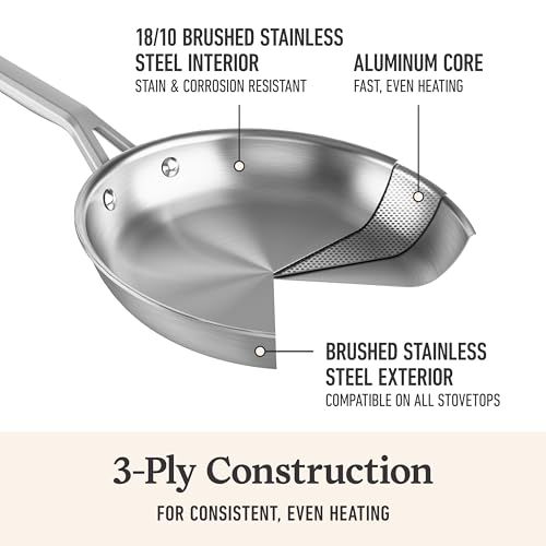 Calphalon 10-Inch Brushed Stainless Steel Fry Pan with Turbo Heat Tech, Oven Safe