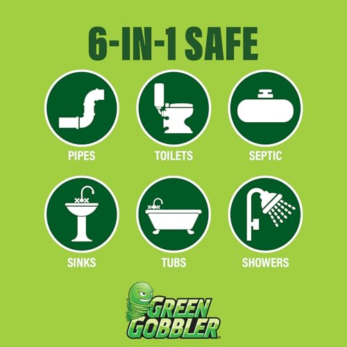 Green Gobbler Drain Clog Remover Powder - Safe for Septic, 20+ Treatments