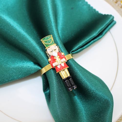 Garneck Nutcracker Napkin Rings Set of 4 - Christmas Table Decor, 6x1.8cm