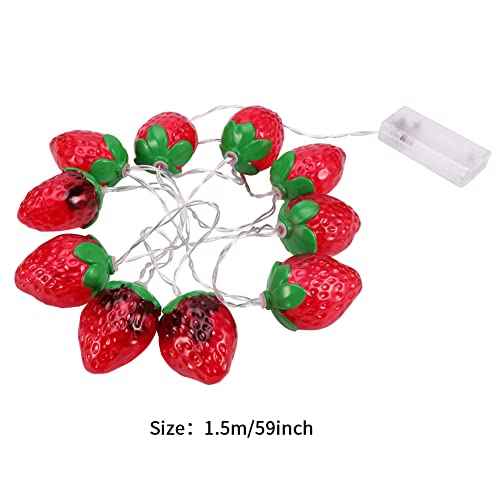 1.5 M/59 Inch Strawberry String Lights, 10 LEDs Strawberry Lights, LED Fairy Lights Fruit Strawberry String Lights for Wedding Home Birthday Garden Yard Patio