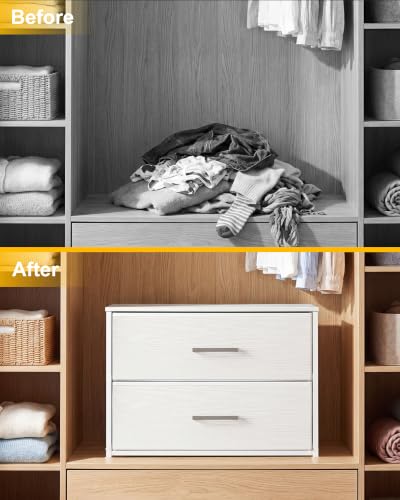 Fixwal Stackable Closet Drawer Organizer 21.2" Wide, 2 Foldable Fabric Drawers, Model 15.7"D x 21.2"W x 16.1"H