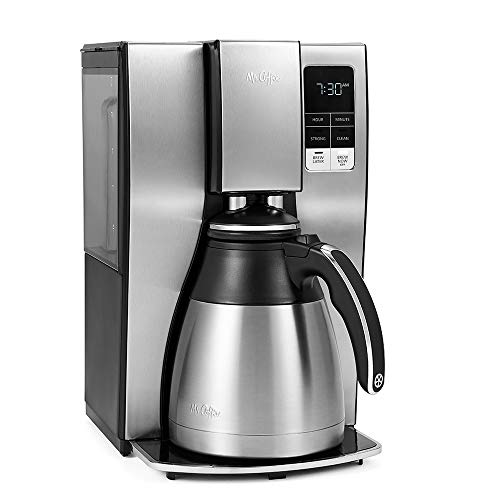 Mr. Coffee 10-Cup Programmable Coffee Maker with Thermal Carafe & Strong Brew, Stainless Steel