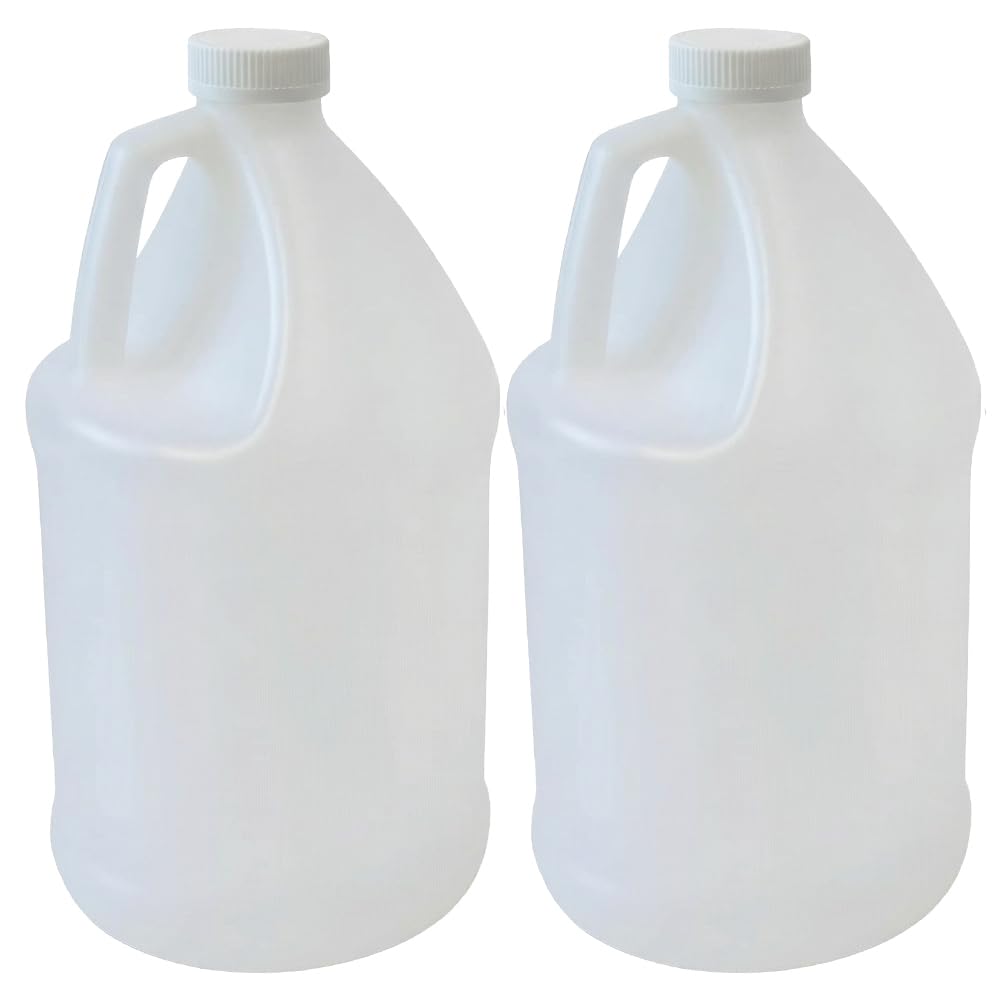 1-Gallon HDPE Plastic Jugs, Water Jug With Child-Safe Lids–BPA-Free,Leakproof, Stackable Containers,1 Gallon Water Bottle For Fermentation,Brewing,Storage,Detergent Mixing & Industrial Use (2-Pack)
