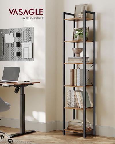 VASAGLE 6-Tier Bookshelf, Bookcase Book Shelf with Steel Frame
