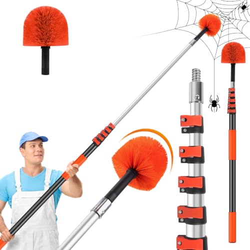 30FT Reach Cobweb Duster with Extension Pole - Spider Web Brush for Cleaning - ACTREY, 24FT