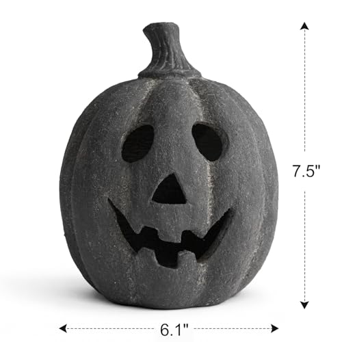 Black Handmade Terracotta Jack O’ Lantern Pumpkin - Small Halloween Decor
