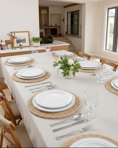 bUCLA 100 Pieces Silver Rim Plastic Dinner Plates 10.25in - Disposable Wedding & Party Plates