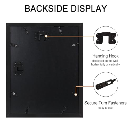 SZYUU Black 11x14 Inch Picture Frame Set of 4 with Real Glass Wall Mount