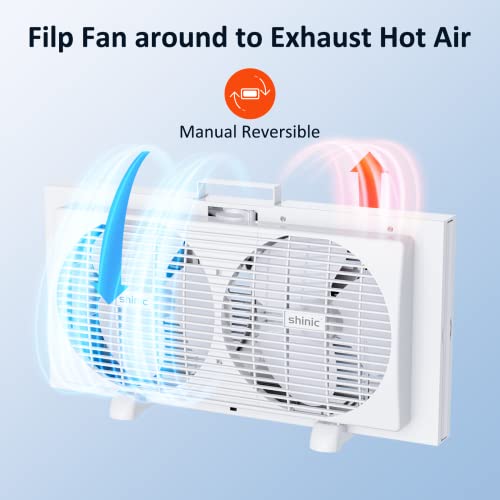 Dual Window Fan 9-inch Powerful Cooling Adjustable Width Reversible Airflow