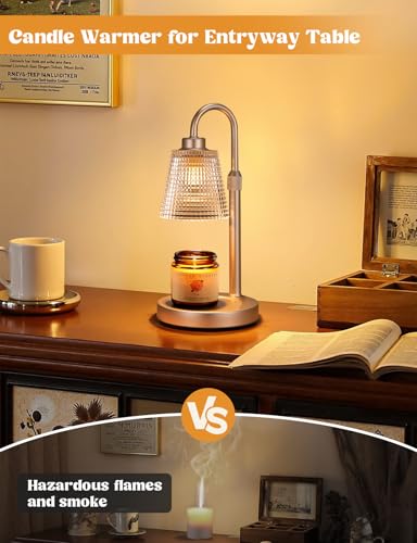 Innqoo Champagne Gold Candle Warmer Lamp with Timer & Dimmable Settings — Height Adjustable, Flame-Free Home Decor Gift for Women & Mom