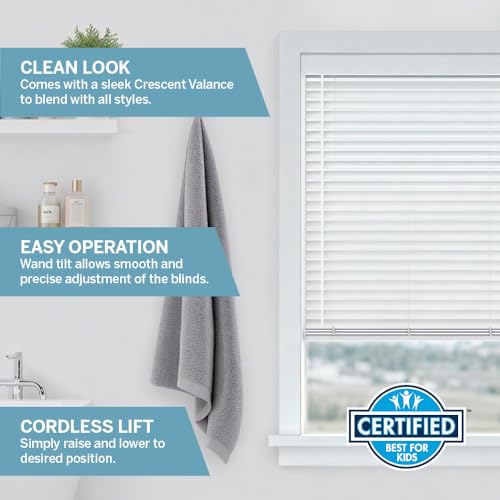 LEVOLOR 46 x 64-inch Cordless Faux Wood Blinds - White, Inside Mount