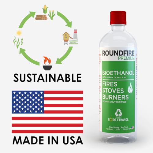 Roundfire Premium Bioethanol Fuel 6 x 1 Liter for Fireplaces Stoves and Burners - 6 Quart Pack