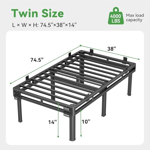 Twin Bed Frame 14 Inch Metal Platform Bed with Box Spring 2-in-1 Design - Variation of THIS listing