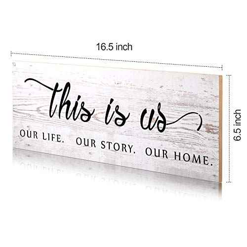 Jetec This Is Us Wall Sign Wooden Family Wall Plaques Inspiration Sign Farmhouse Entryway Rustic Plaques Art with Quotes for Living Room Bedroom Christmas Decorations(Antique White)