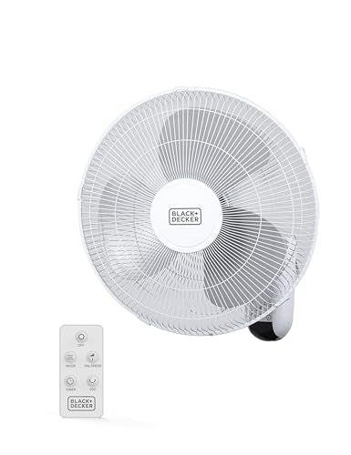 16-Inch Wall Fan with Remote Control - Oscillating, 3 Speeds, White - Variation of THIS listing