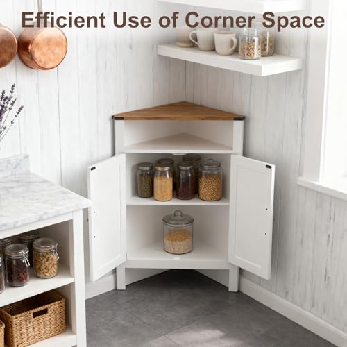 M METERXITY Bathroom Corner Cabinet with Barn Doors - Adjustable Shelf - Rustic Farmhouse Style - Compact Storage