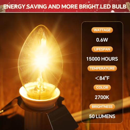 Meonum 6 Pack LED Light Bulb Cord Set 13.1 ft White Decorative Lighting