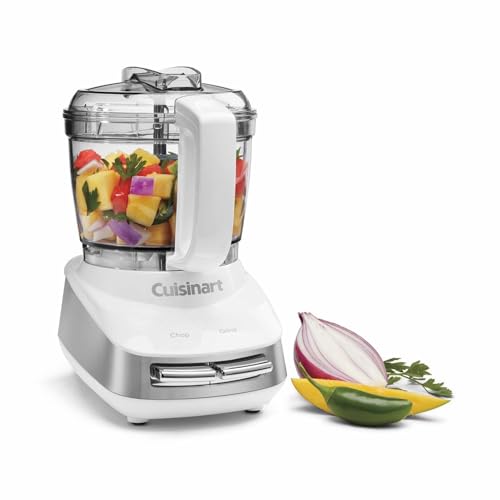 Mini Food Processor 4-Cup Chopper with Auto-Reversing Blade - White Stainless Steel