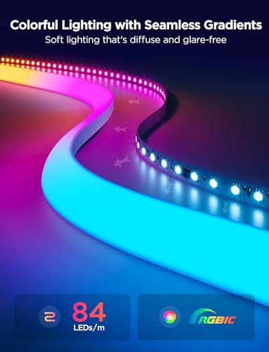 Govee RGBIC Neon Rope Light 16.4ft Wall LED Strip for Bedroom & Home Decor