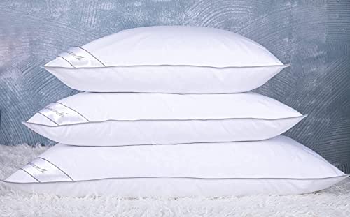 Eastwarmth Set of 2 Cooling Goose Feather Down Pillows - Standard 20x26in, White Gussted Cover, Back & Side Sleepers